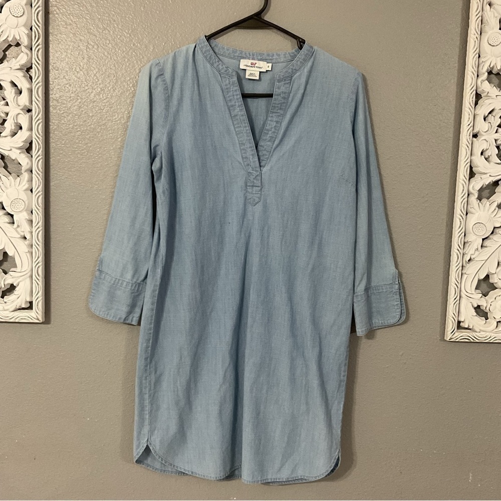 Vineyard Vines Chambray Tunic Shirt Dress Size 0 D38 - Picture 3 of 9